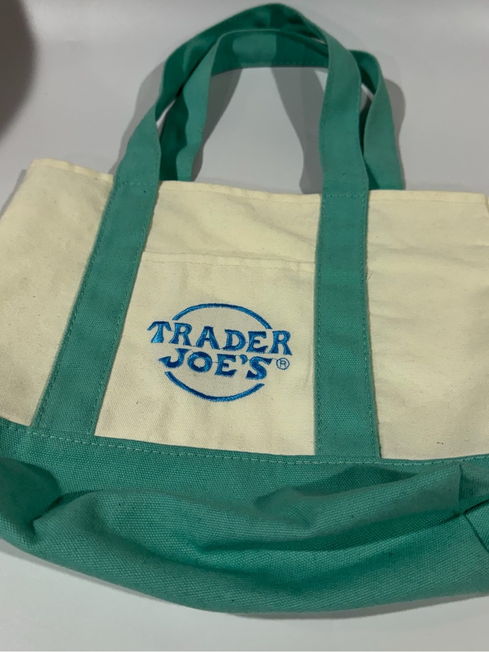 Trader Joe's Canvas Tote Set - Pink, Mint, Lavender Trim - Picture 3 of 6